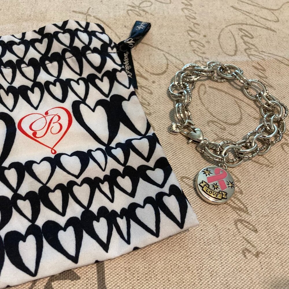 Brighton Breast Cancer Awareness Charm Bracelet with Round Star Burst Charm